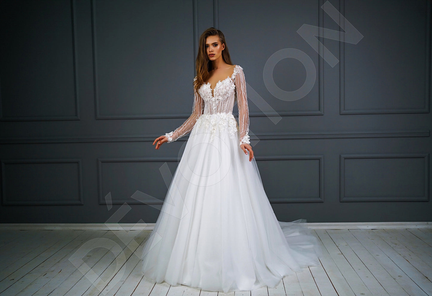 Carmelita A-Line Illusion Ivory Wedding dress