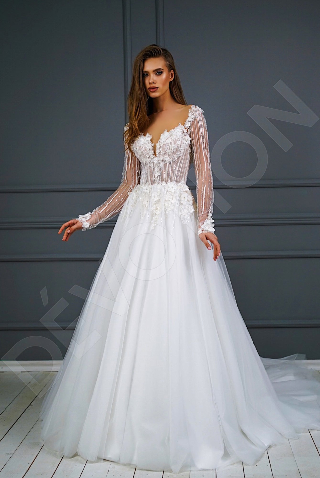 Carmelita A-Line Illusion Ivory Wedding dress