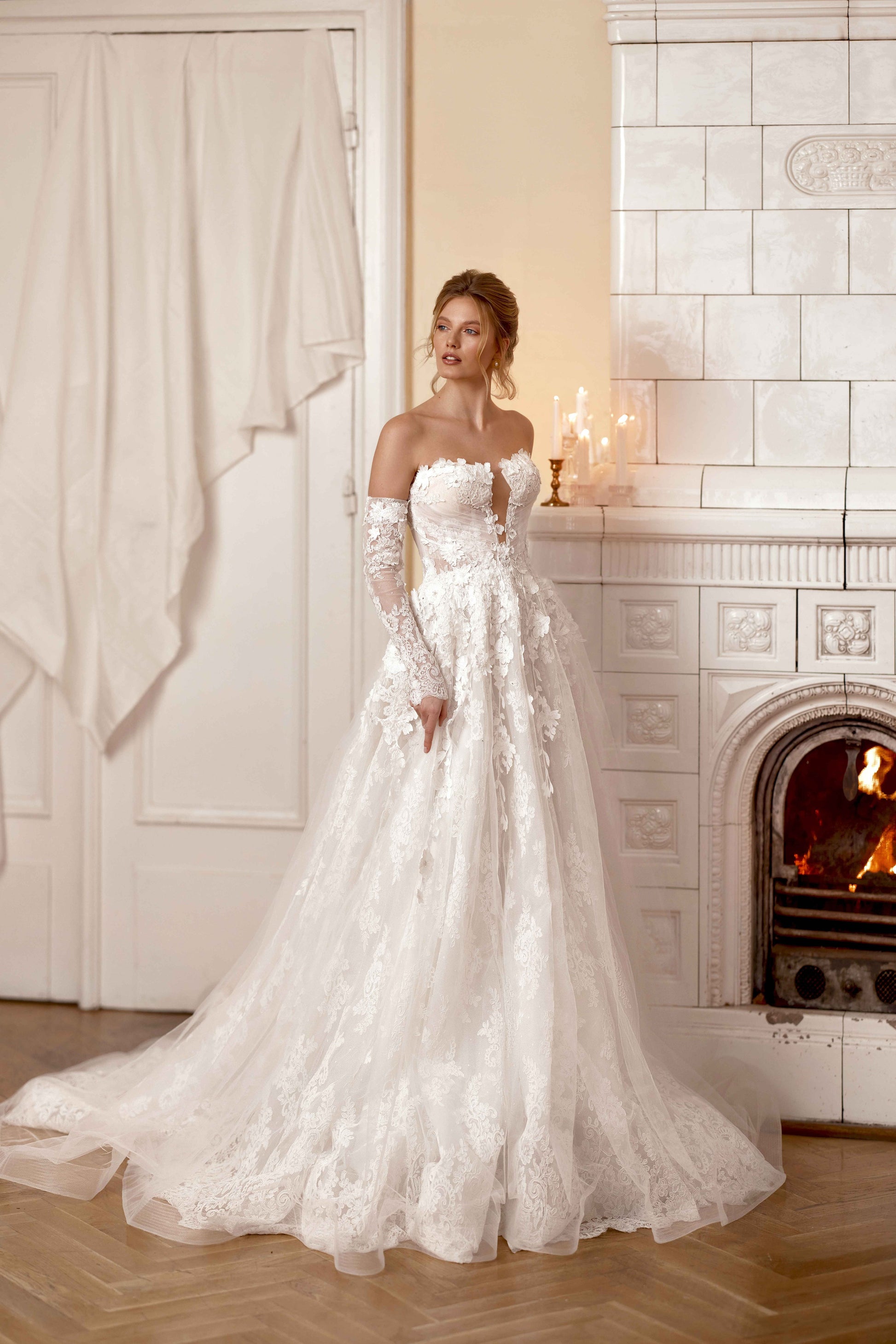 Carmen A-line Sweetheart Milk Wedding dress