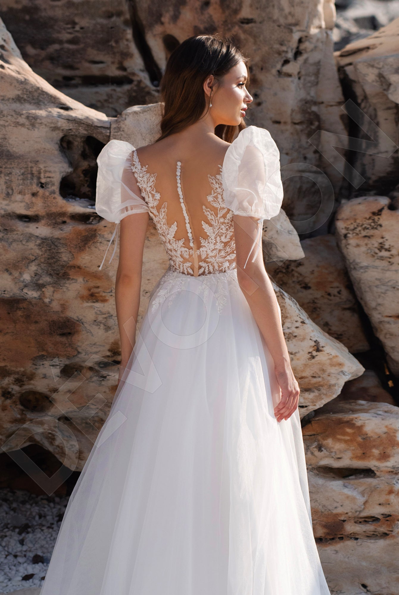 Caroline A-line Illusion Ivory Wedding dress