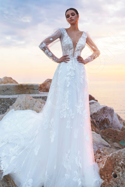 Charlia A-line Illusion Ivory Wedding dress