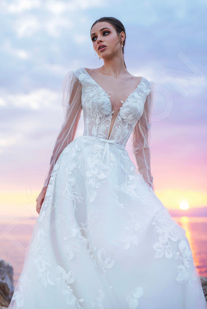 Charlia A-line Illusion Ivory Wedding dress