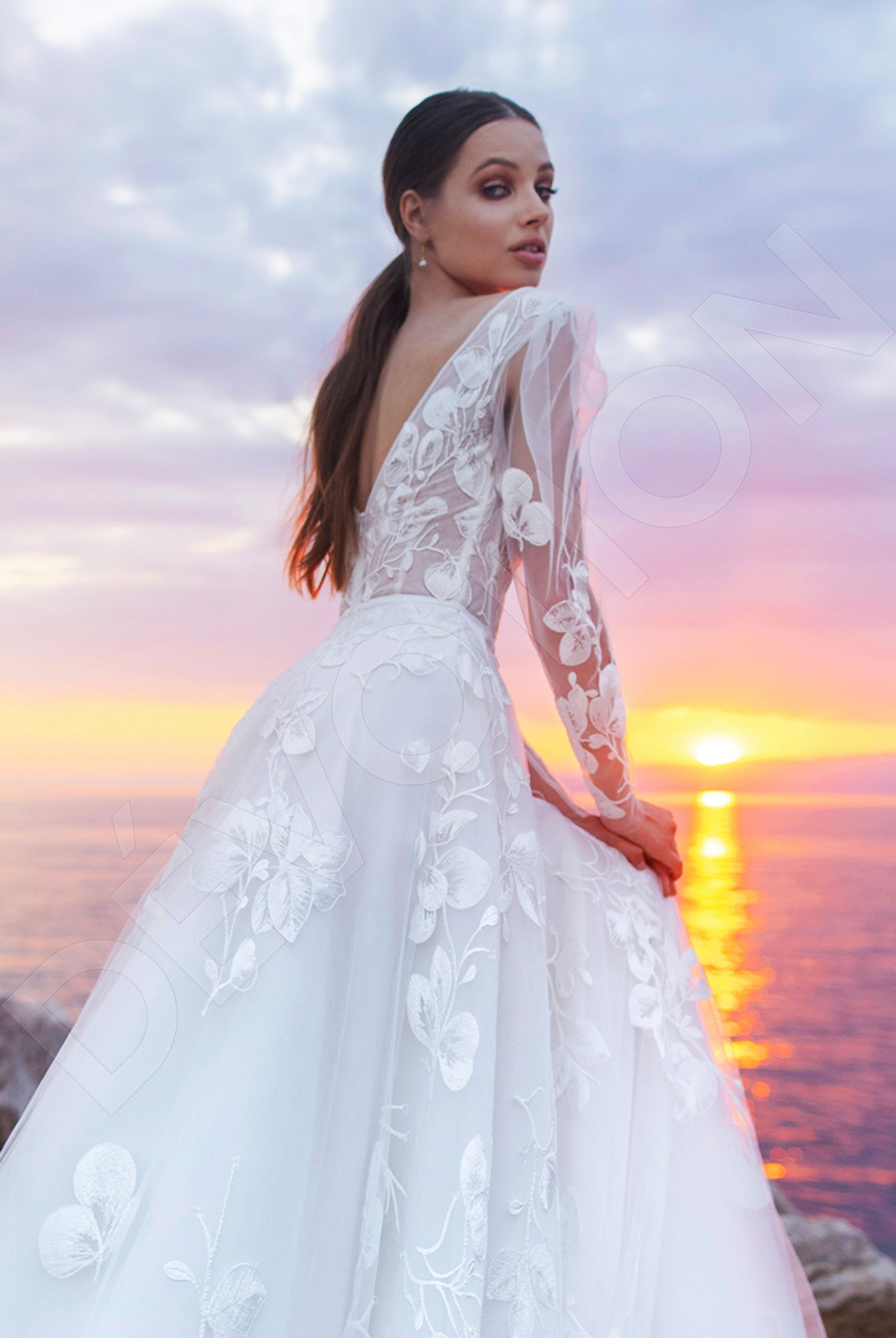 Charlia A-line Illusion Ivory Wedding dress