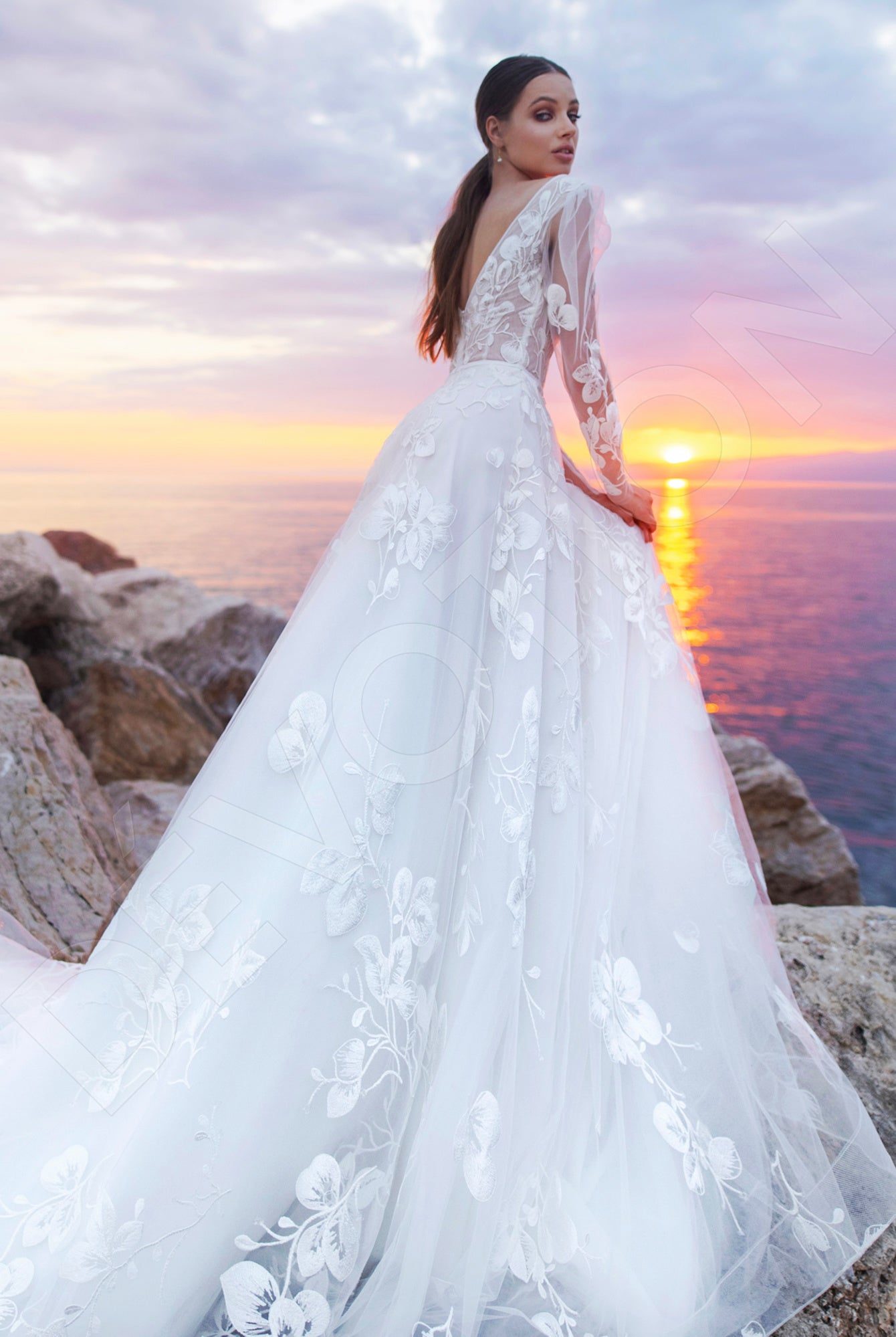 Charlia A-line Illusion Ivory Wedding dress