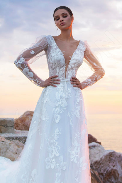 Charlia A-line Illusion Ivory Wedding dress