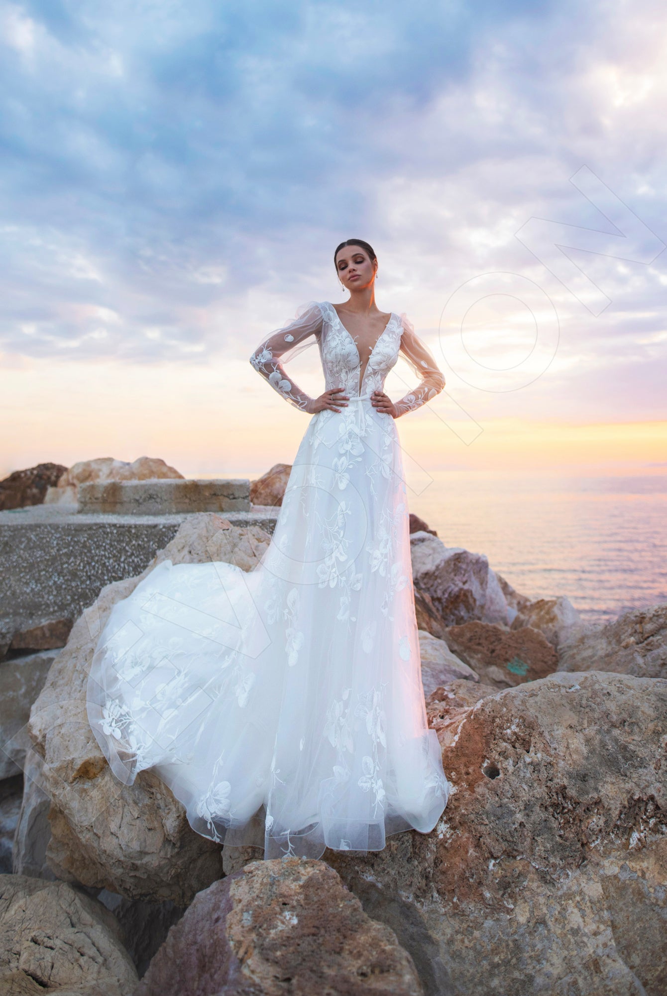 Charlia A-line Illusion Ivory Wedding dress