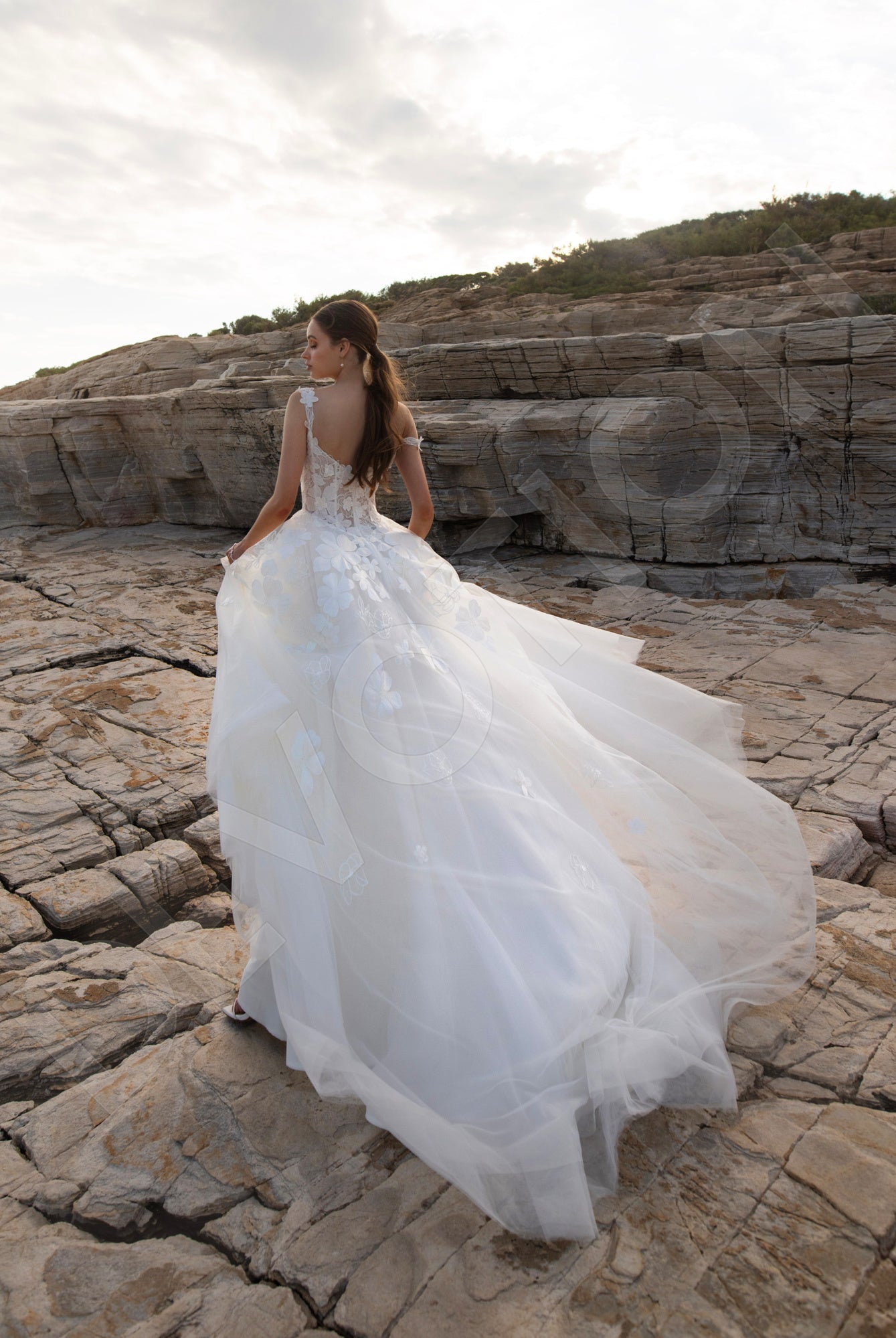 Daisy A-line Straight across Ivory Wedding dress