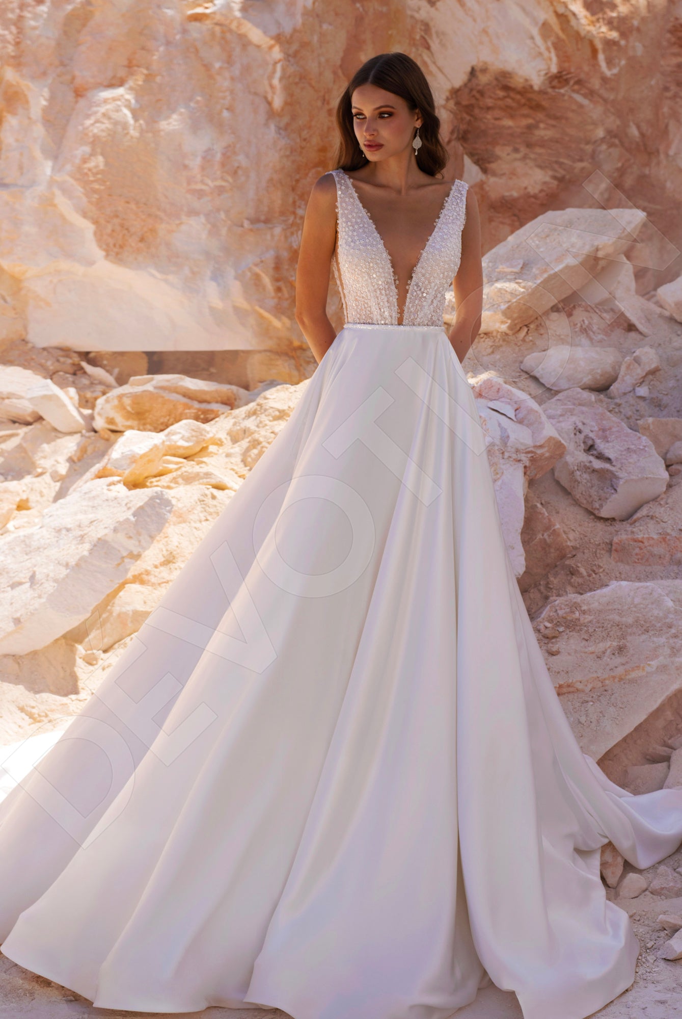 Dakota A-line Illusion Ivory Wedding dress