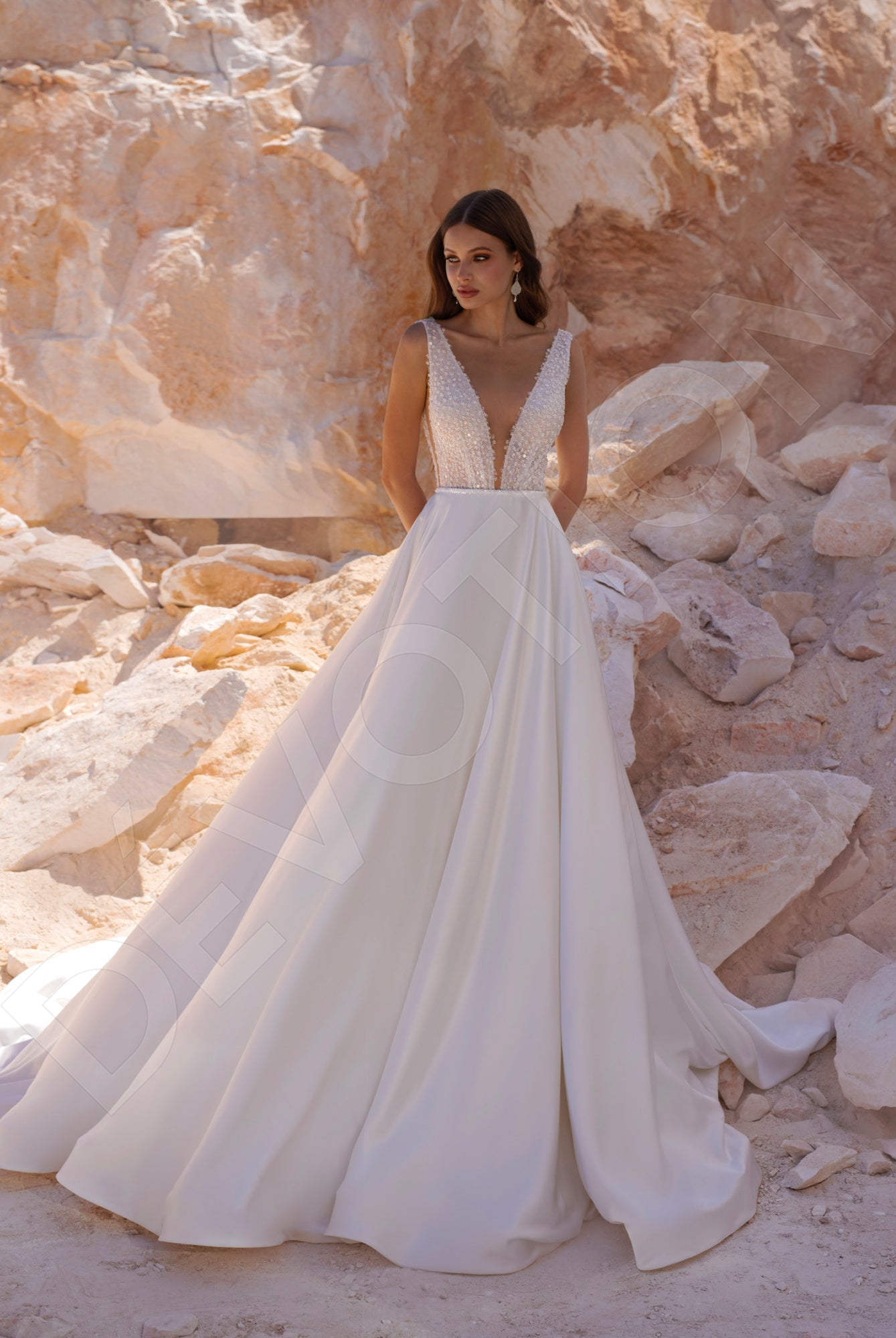 Dakota A-line Illusion Ivory Wedding dress