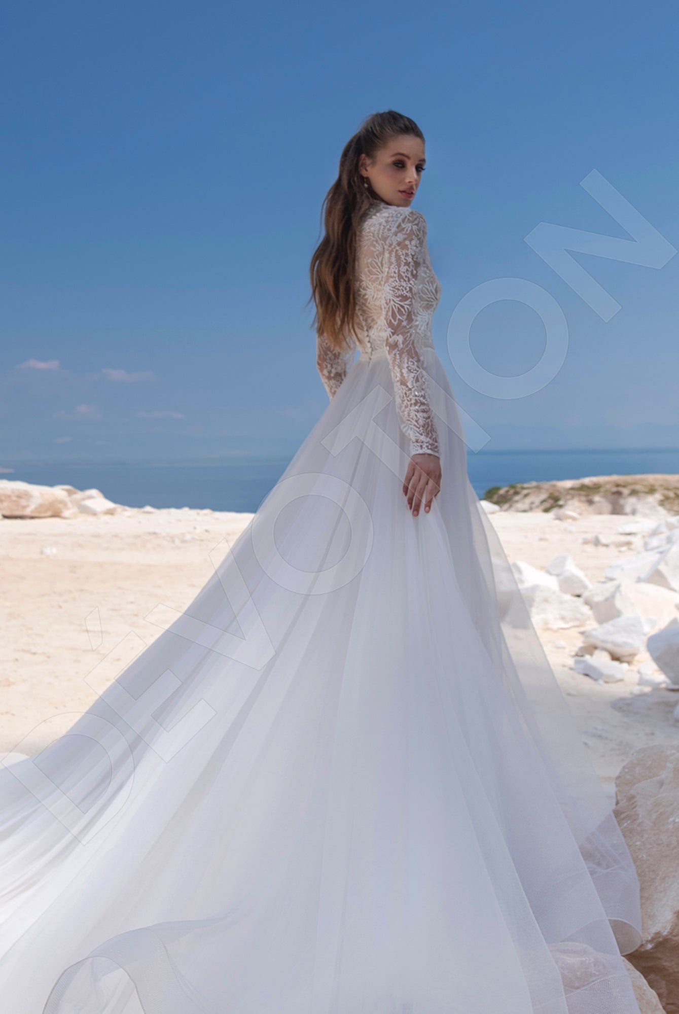 Debby A-line Illusion Ivory Wedding dress