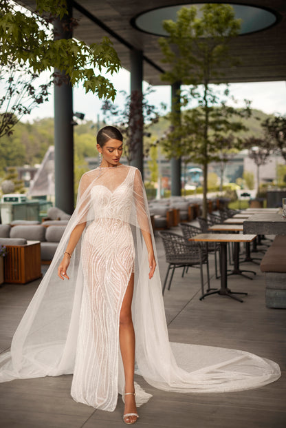 Desire Trumpet/Mermaid V-neck Ivory/Blush Wedding dress