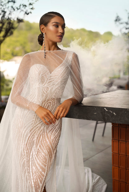 Desire Trumpet/Mermaid V-neck Ivory/Blush Wedding dress