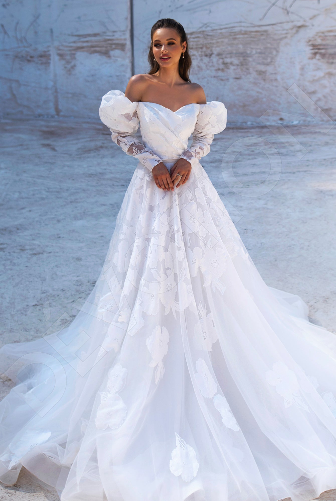 Eleanor A-line Off-shoulder Ivory Wedding dress