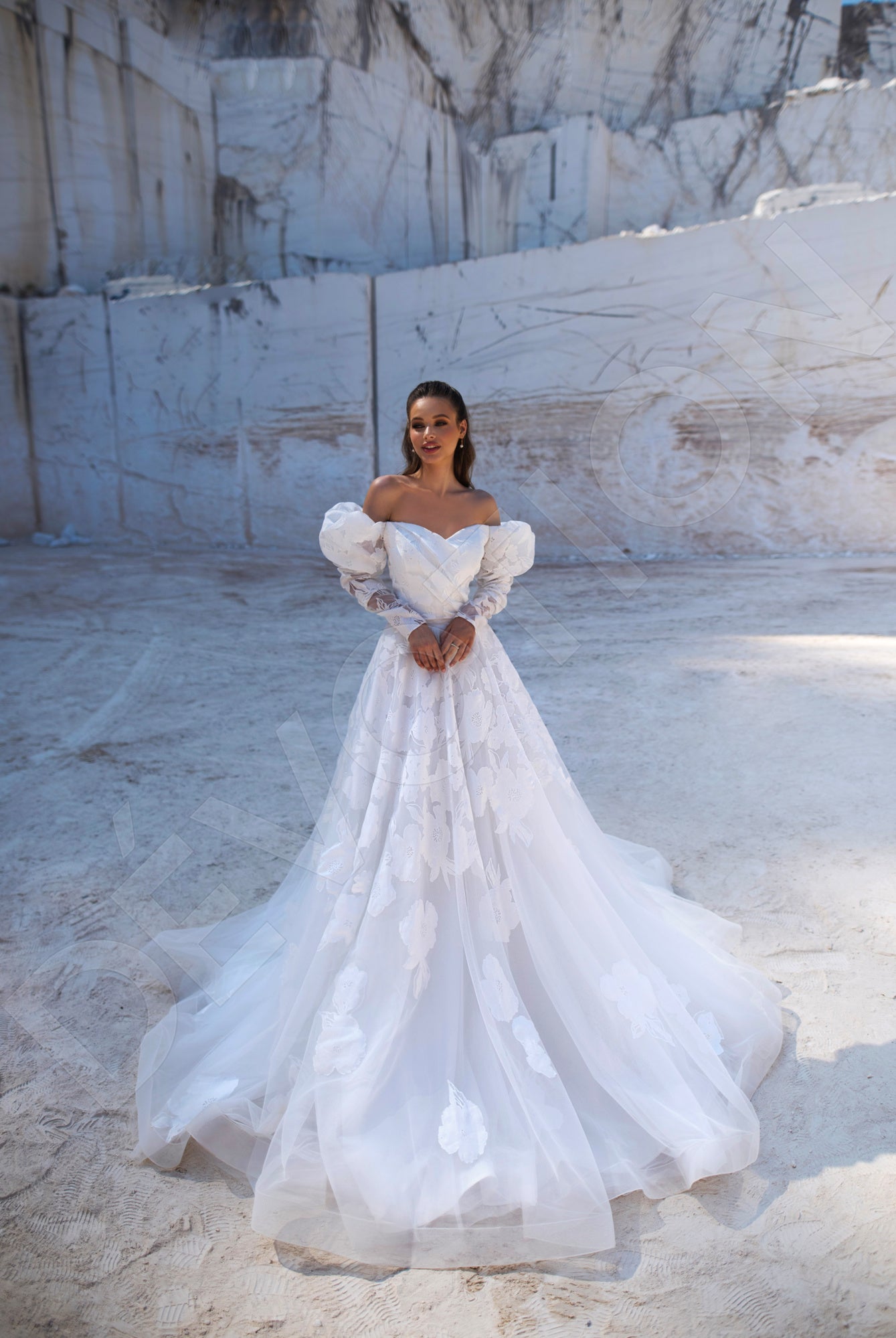 Eleanor A-line Off-shoulder Ivory Wedding dress