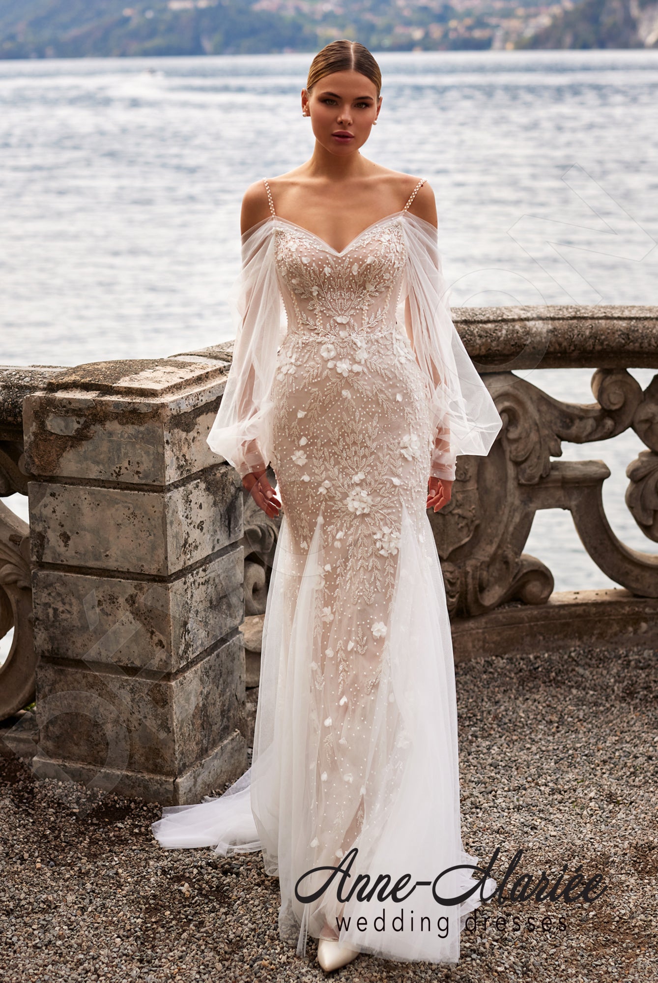 Elio Trumpet/Mermaid Sweetheart Milk/Nude Wedding dress