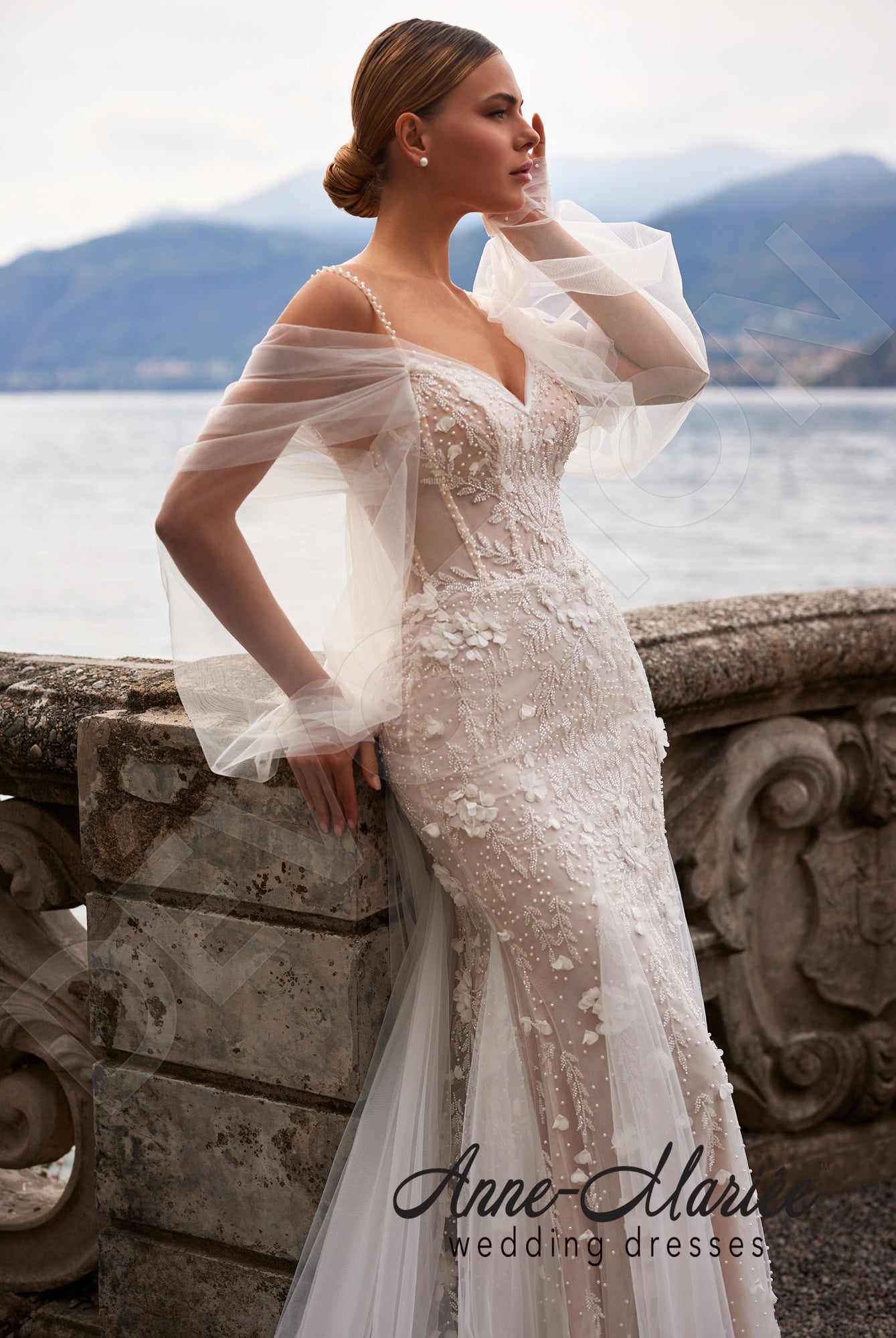 Elio Trumpet/Mermaid Sweetheart Milk/Nude Wedding dress