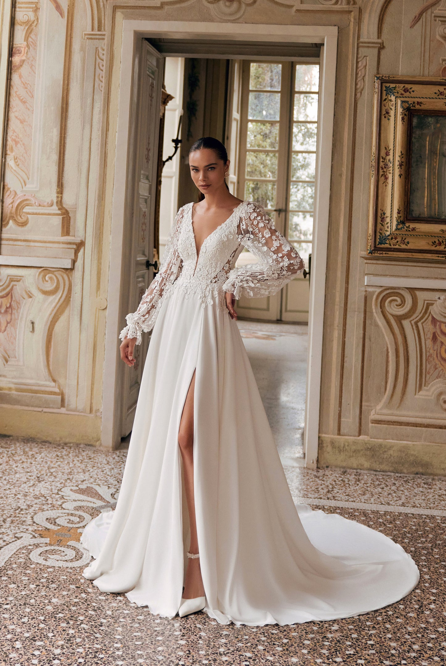 Estella A-line Illusion Ivory Wedding dress