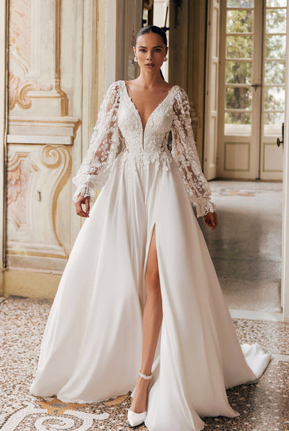 Estella A-line Illusion Ivory Wedding dress