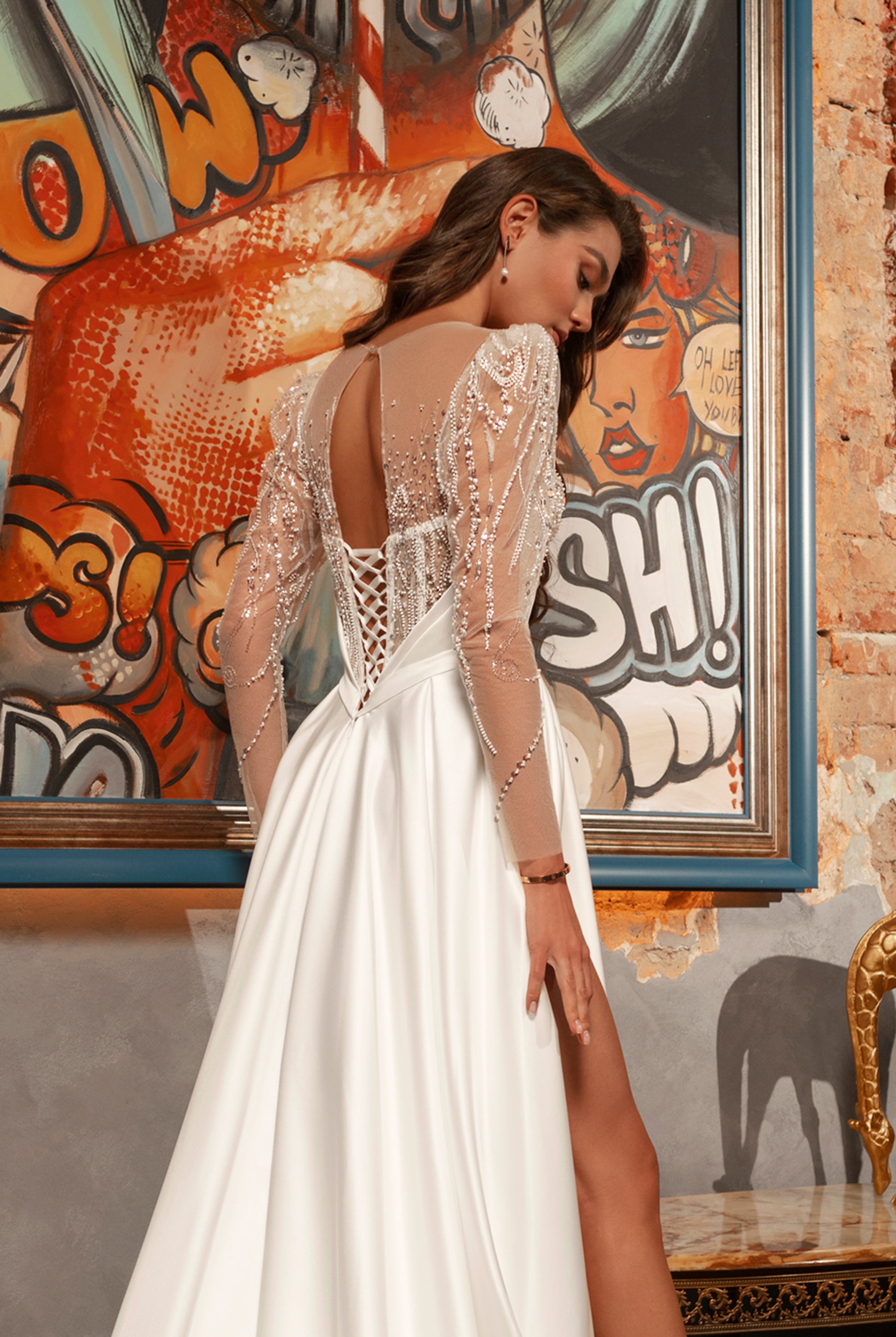 Fabiane A-Line Illusion Ivory Wedding dress