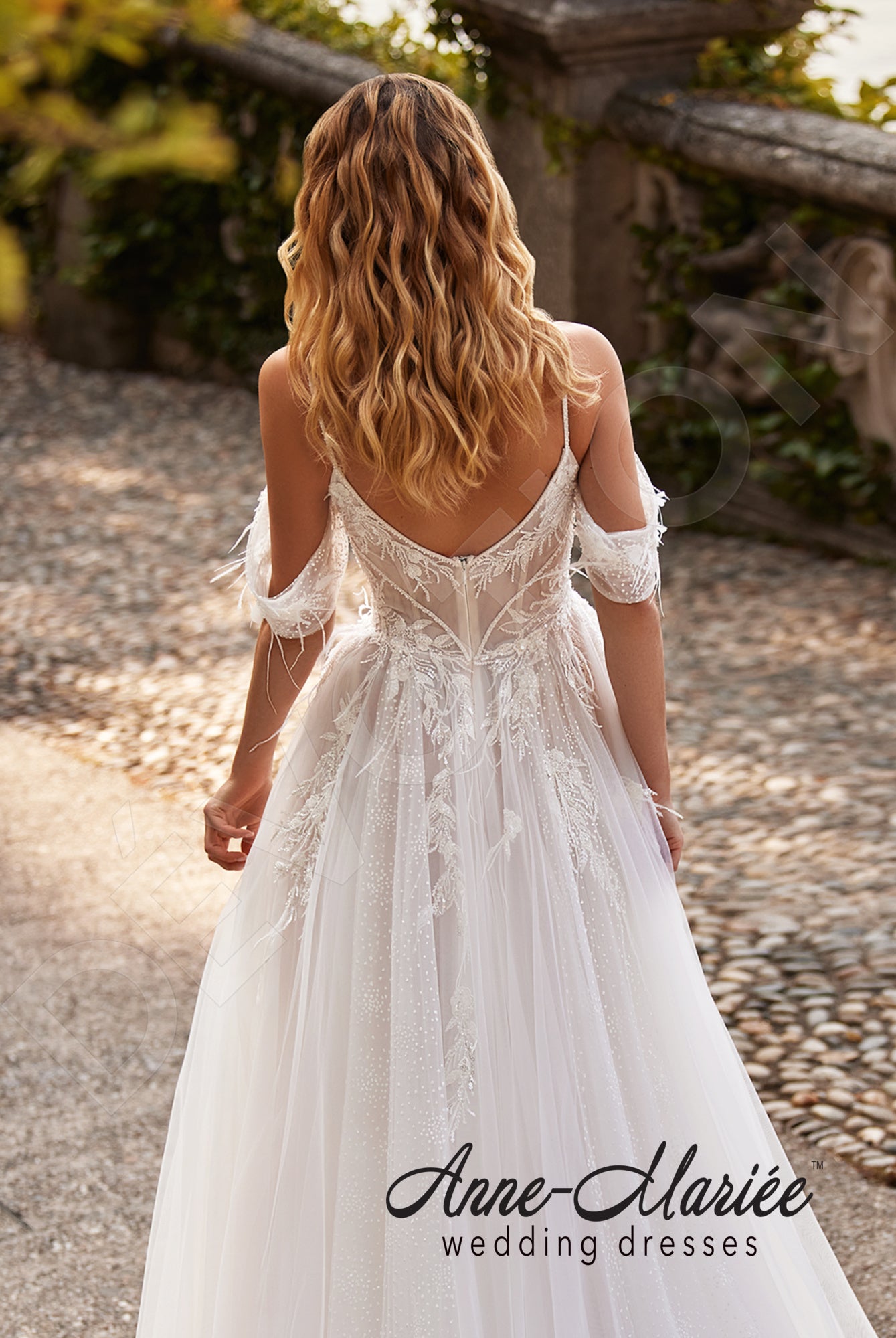 Filipe A-line Deep V-neck Milk/Powder Wedding dress