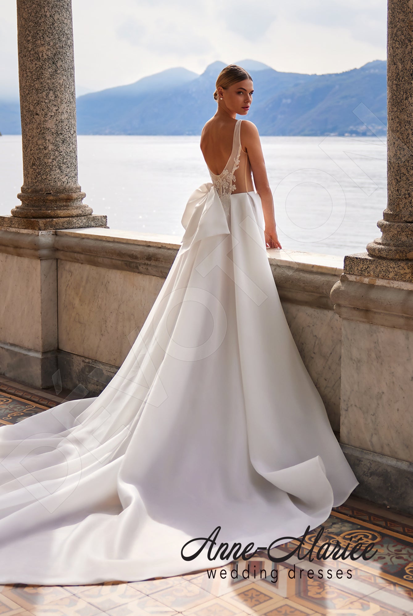 Ilaria A-line Deep V-neck Milk Wedding dress