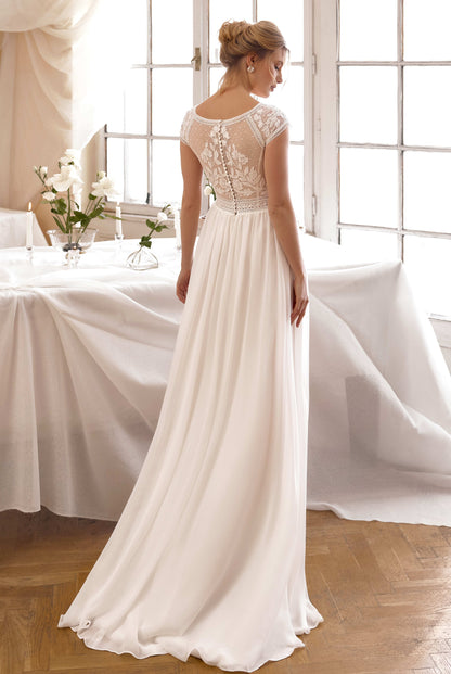 Juliena A-line V-neck Milk Wedding dress