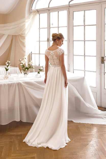 Juliena A-line V-neck Milk Wedding dress