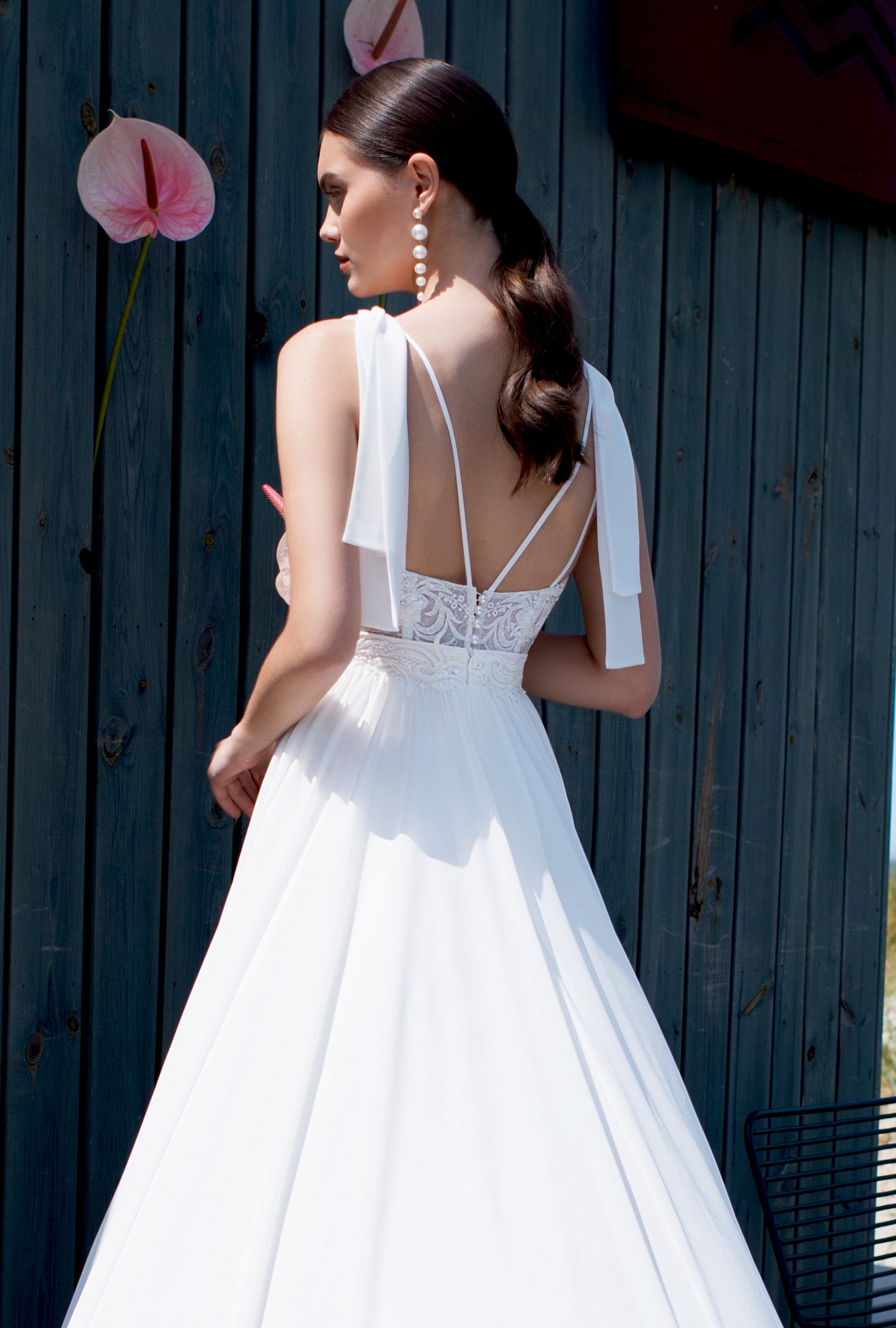 Kavili A-line V-neck Off White Wedding dress