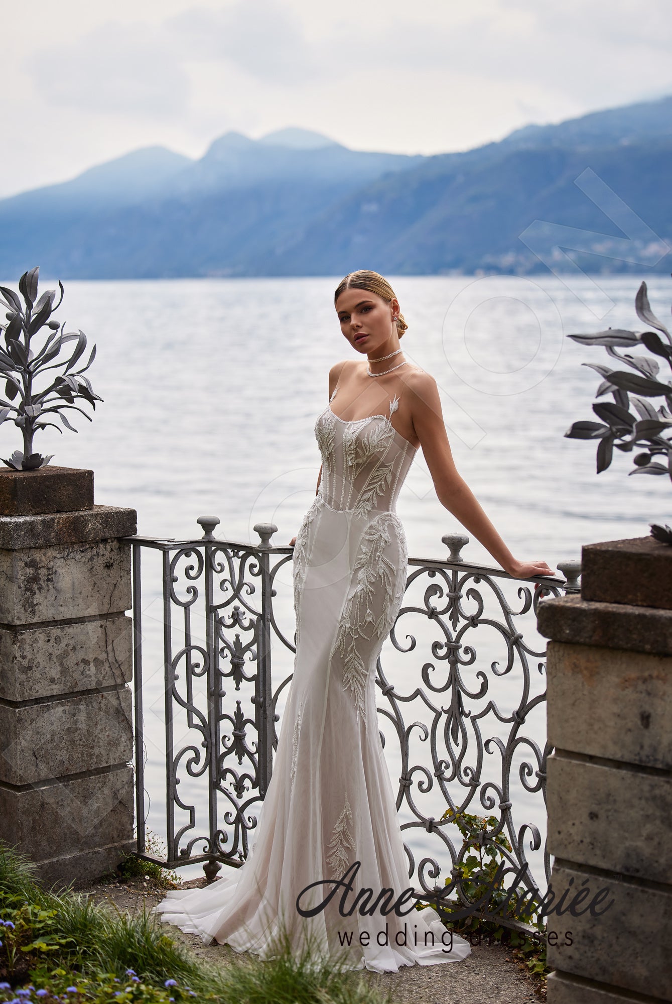 Lelia Trumpet/Mermaid High Neck Milk/Nude Wedding dress