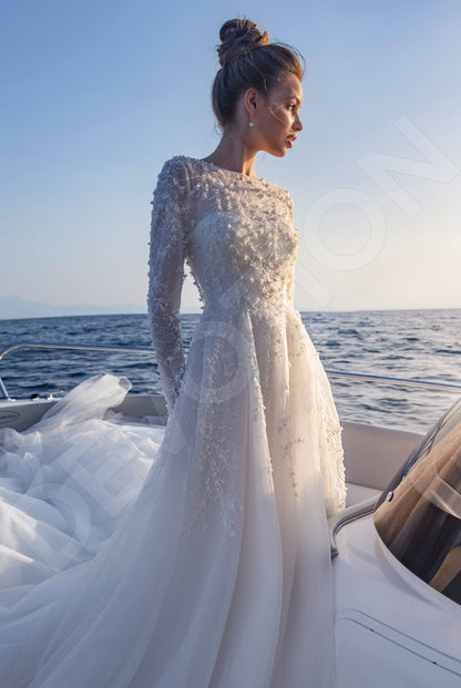 Lunna A-line Jewel Ivory Wedding dress