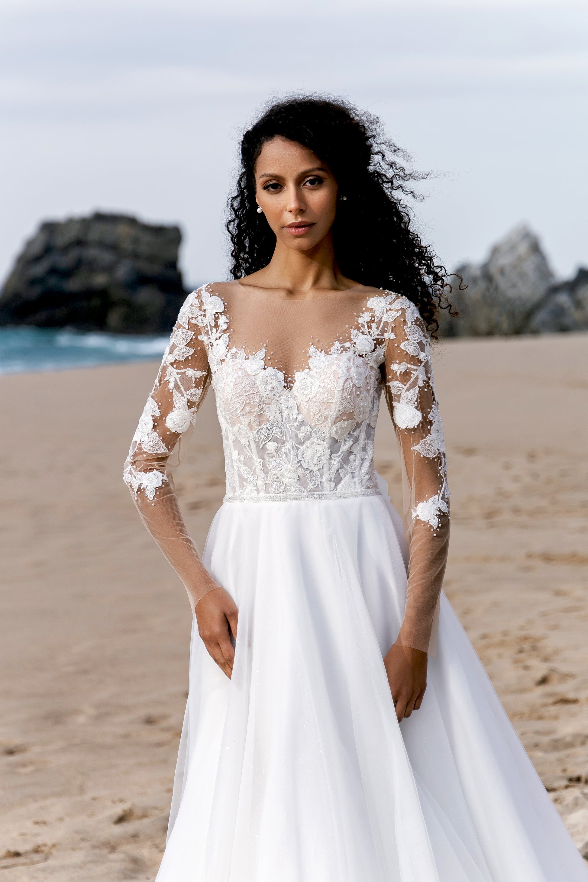 Arian A-line Illusion Milk Wedding dress