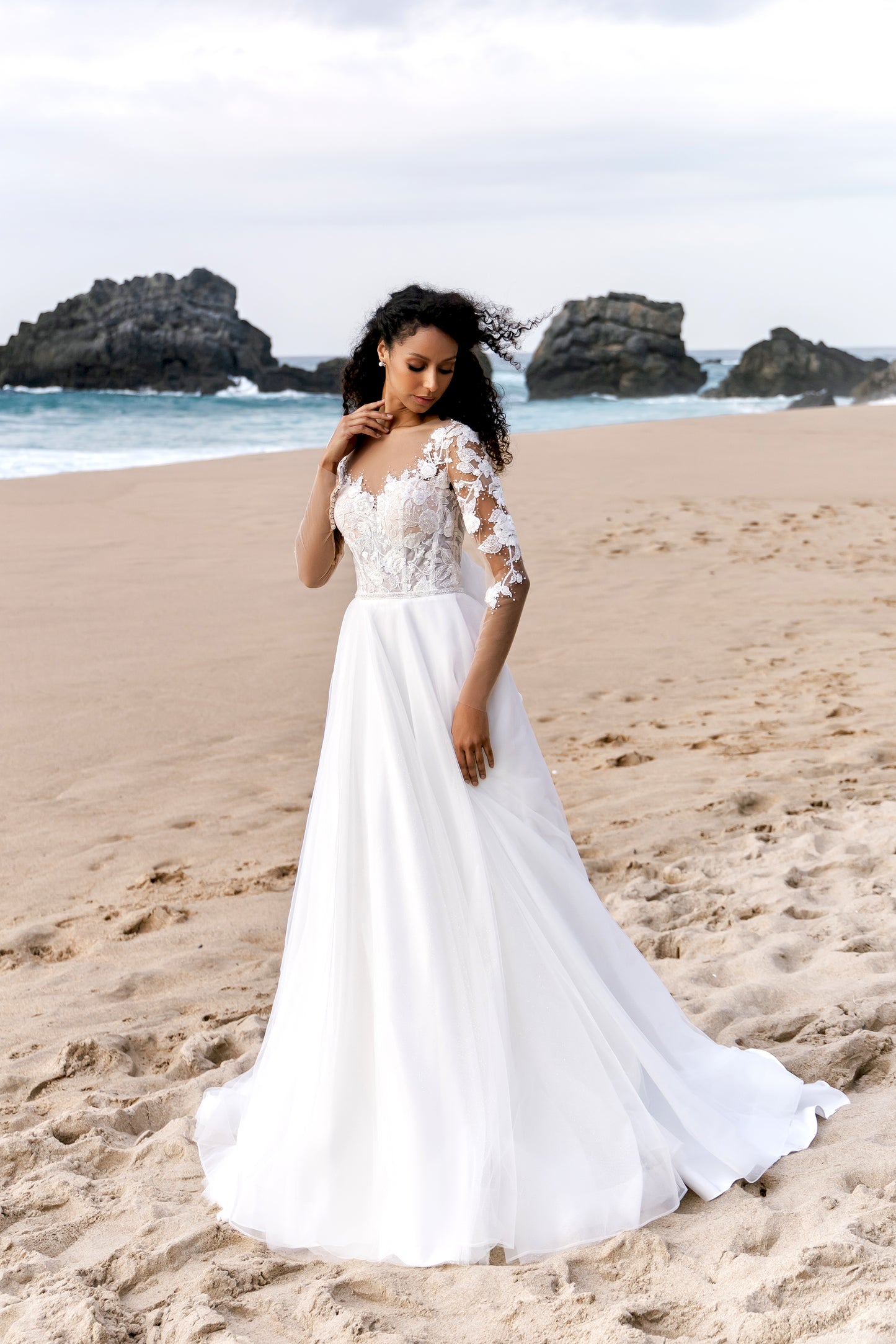 Arian A-line Illusion Milk Wedding dress