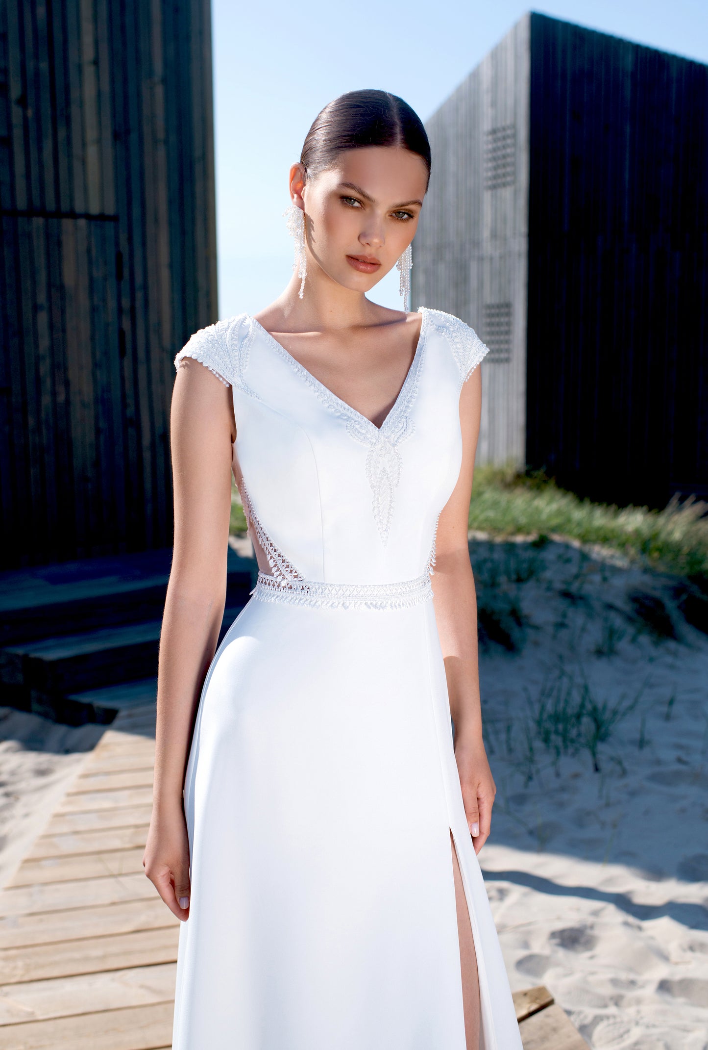 Maret A-line V-neck Off White Wedding dress