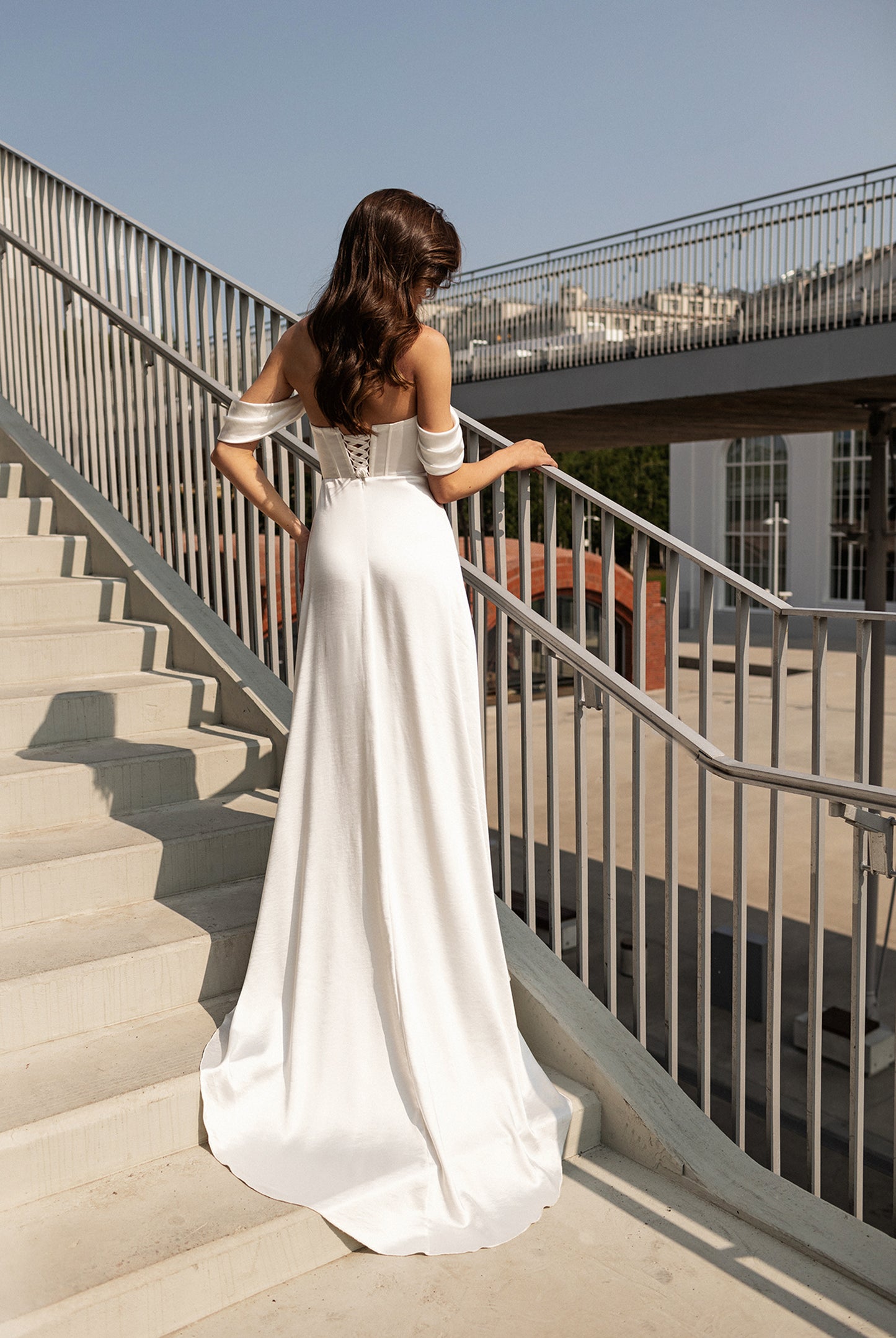 Martinika A-line Straight across Milk Wedding dress