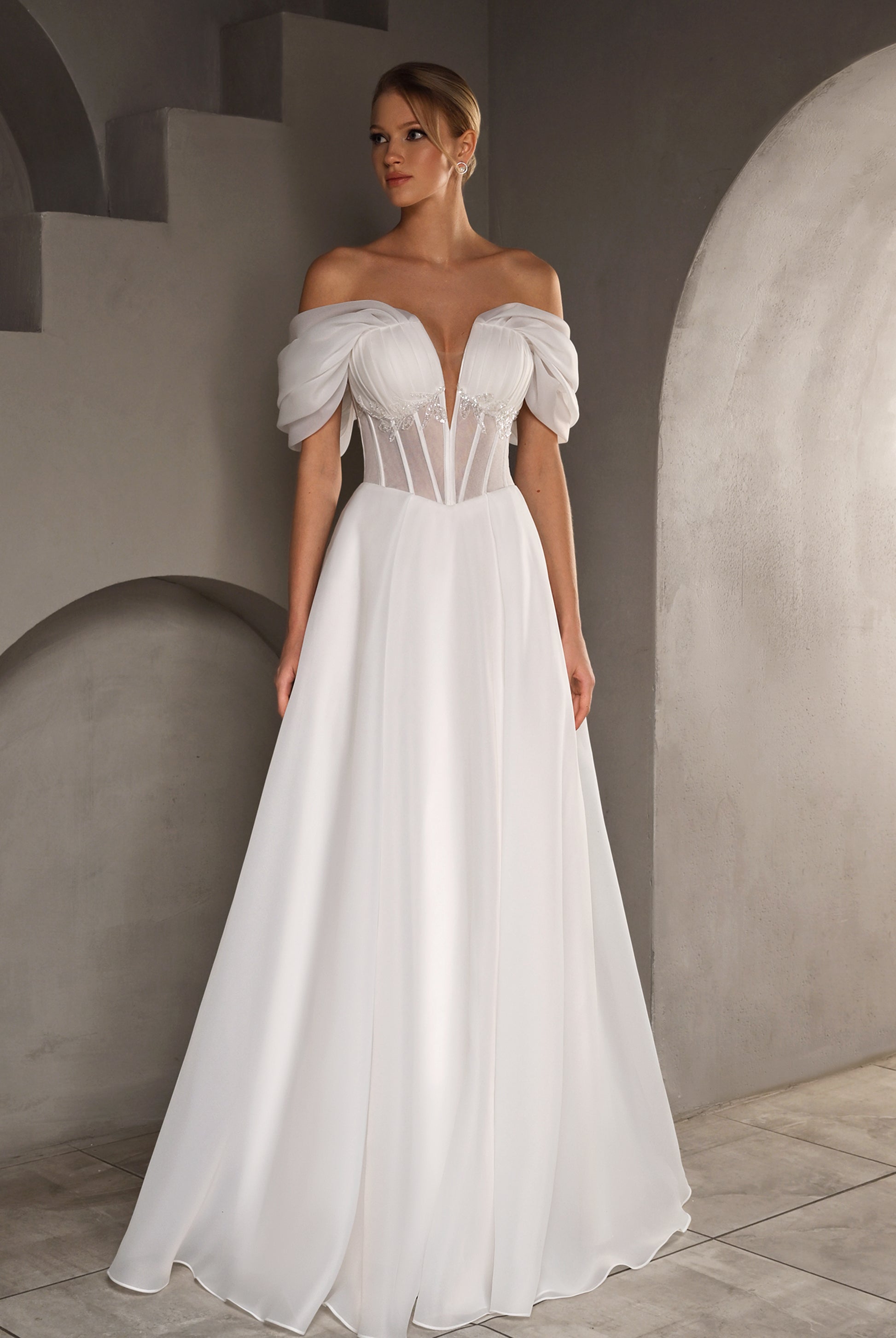 Milen A-line Sweetheart Milk Wedding dress