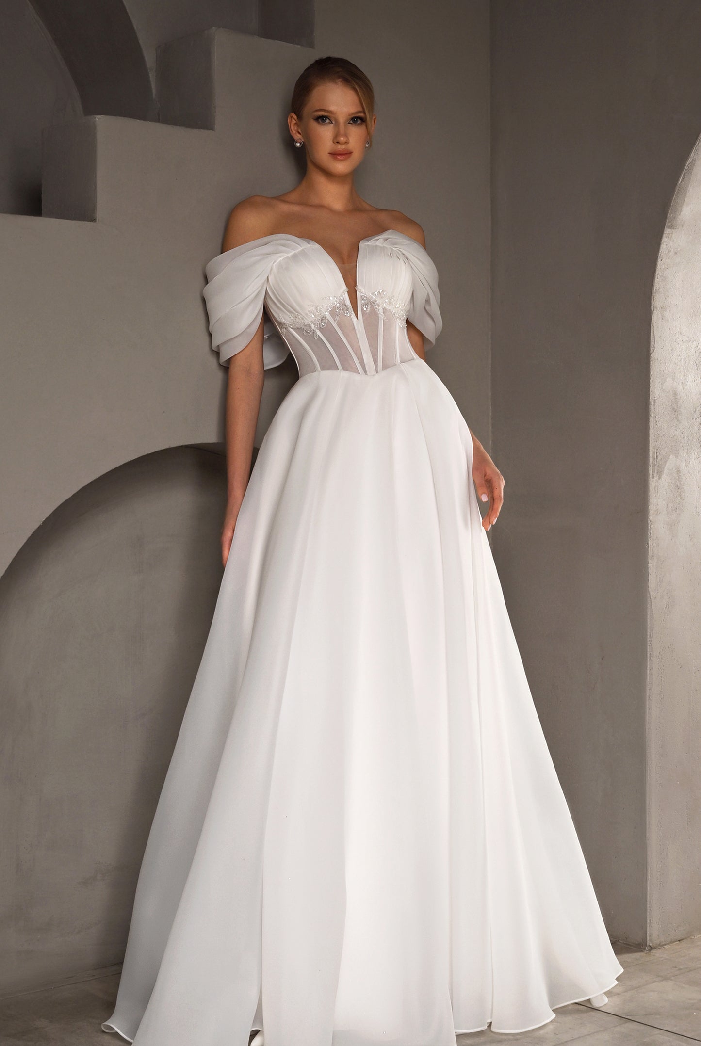 Milen A-line Sweetheart Milk Wedding dress