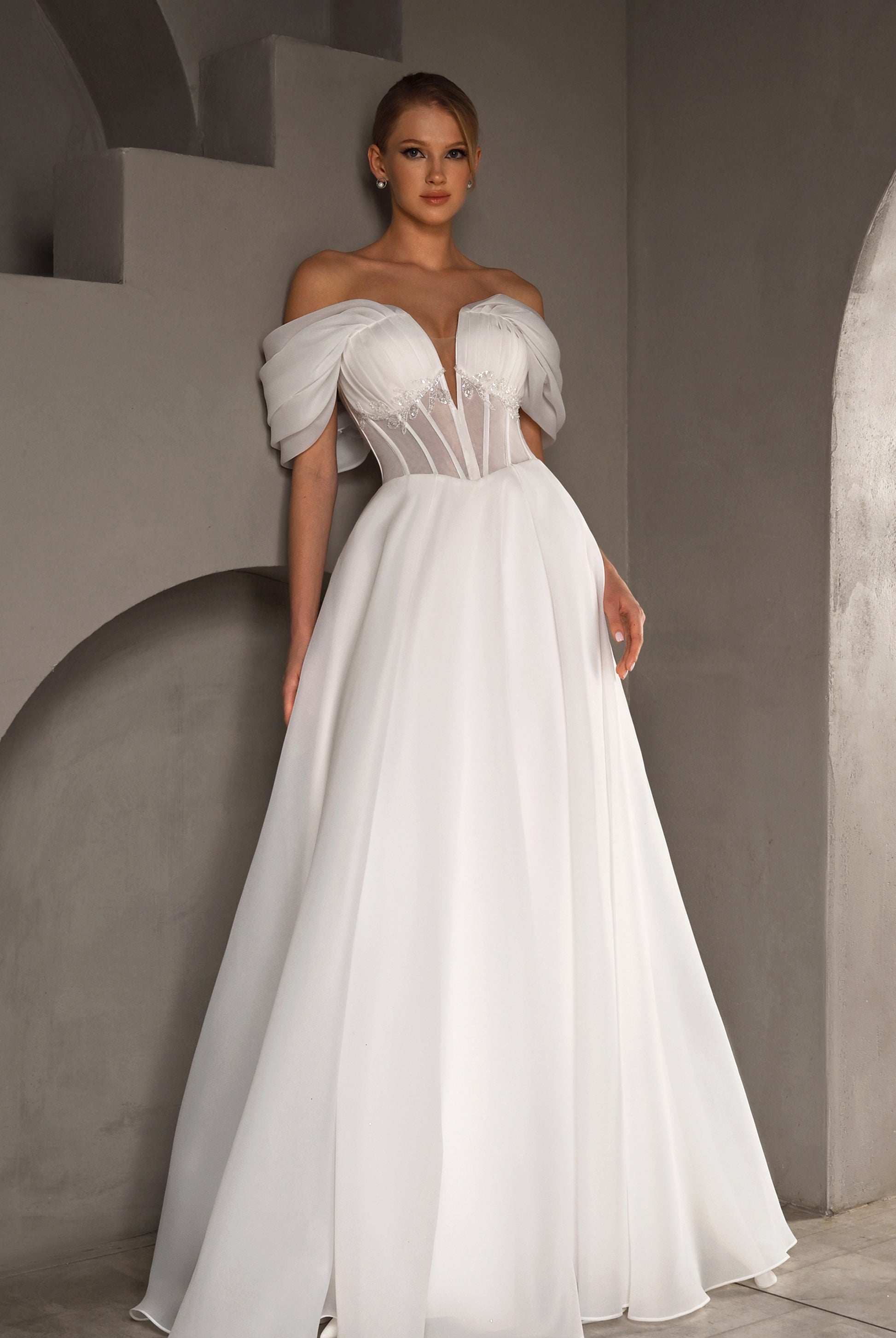 Milen A-line Sweetheart Milk Wedding dress