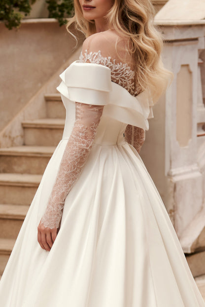 Ramina A-line Illusion Ivory Wedding dress