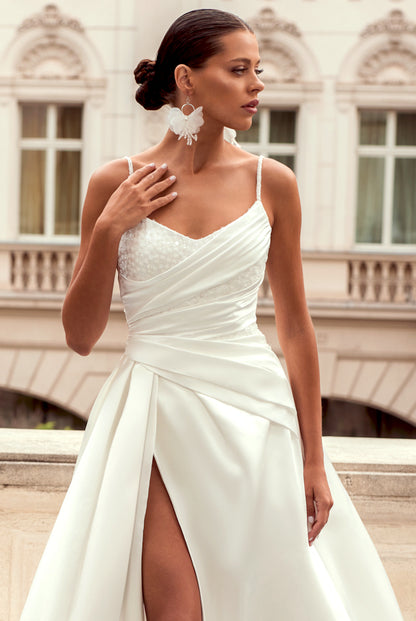 Polianna A-line V-neck Ivory Wedding dress