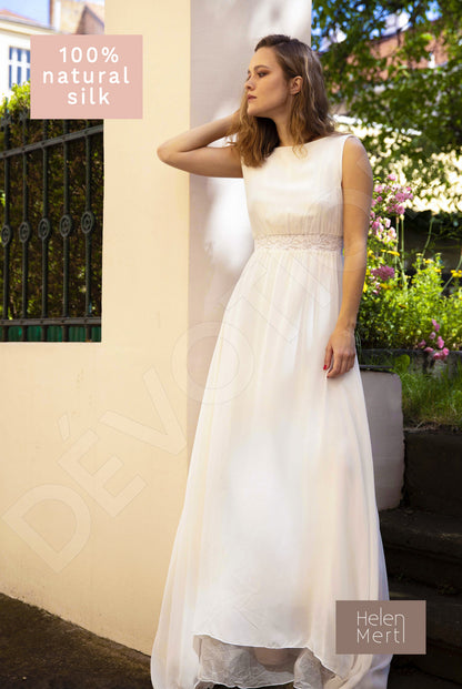 Nikola A-line Boat/Bateau White Wedding dress