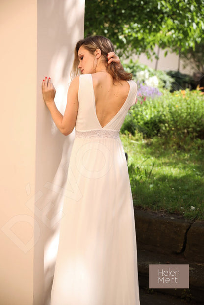 Nikola A-line Boat/Bateau White Wedding dress