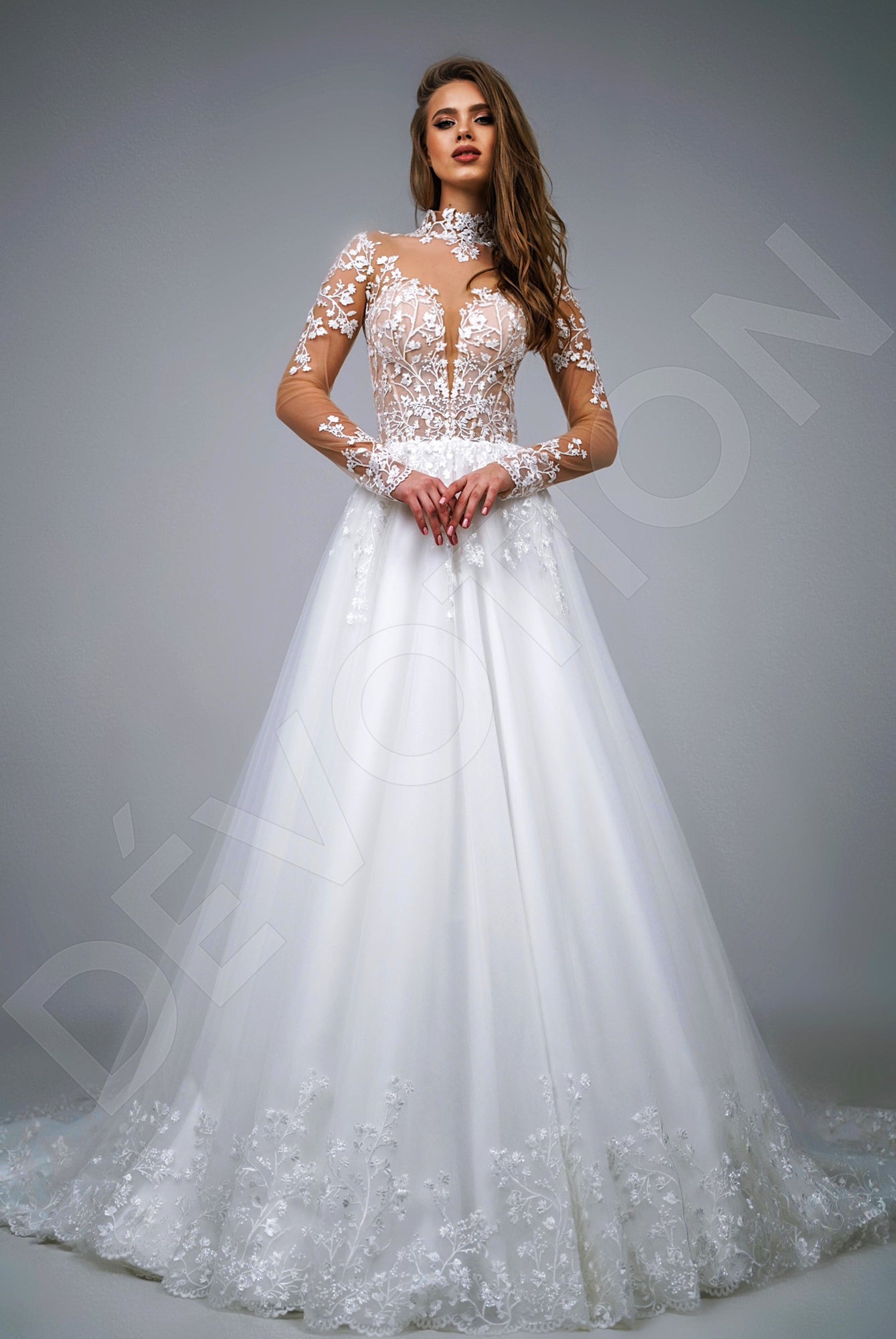 Nilda A-Line High neck Ivory Wedding dress