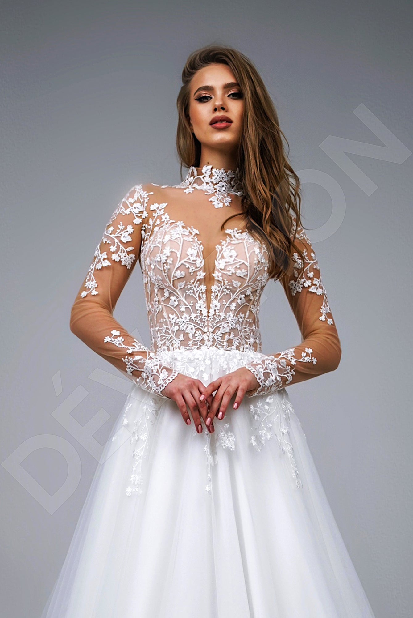 Nilda A-Line High neck Ivory Wedding dress