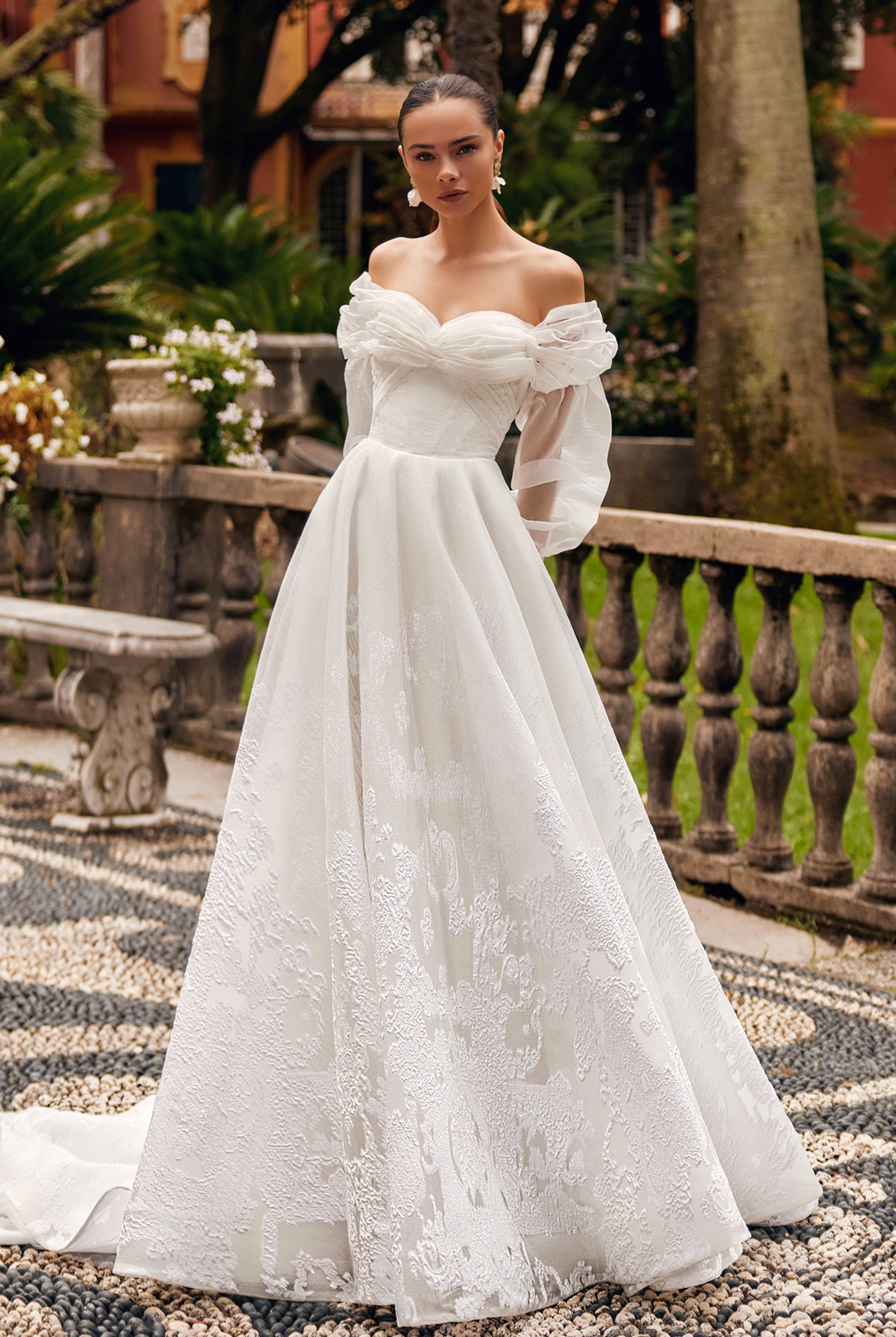 Odelia A-line Off-shoulder/Drop shoulders Ivory Wedding dress