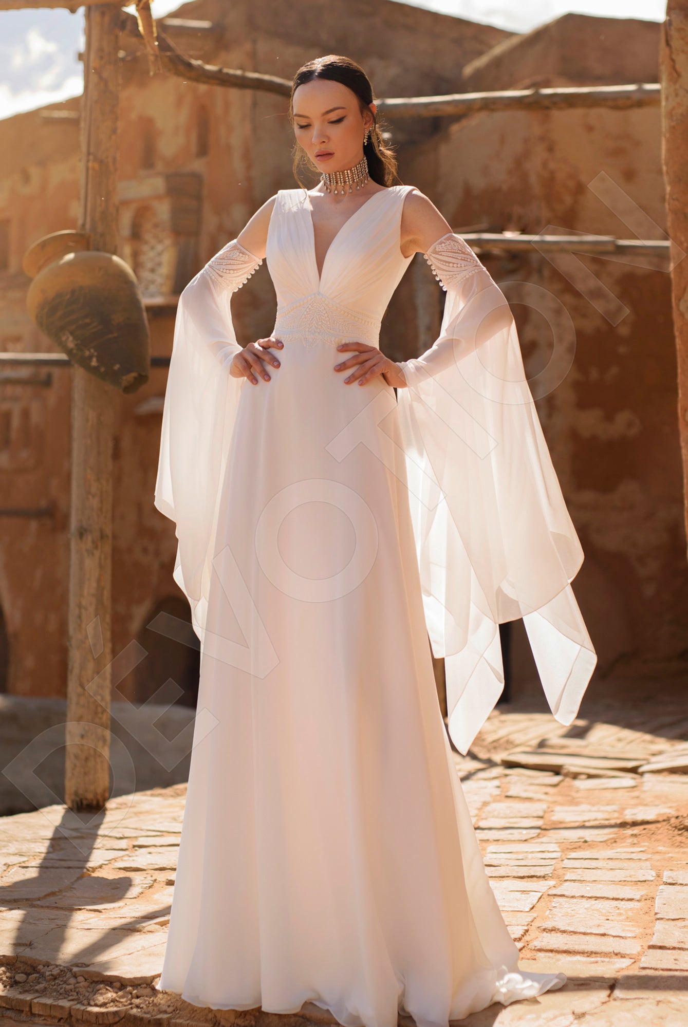 Odelice A-line V-neck Off White Wedding dresses