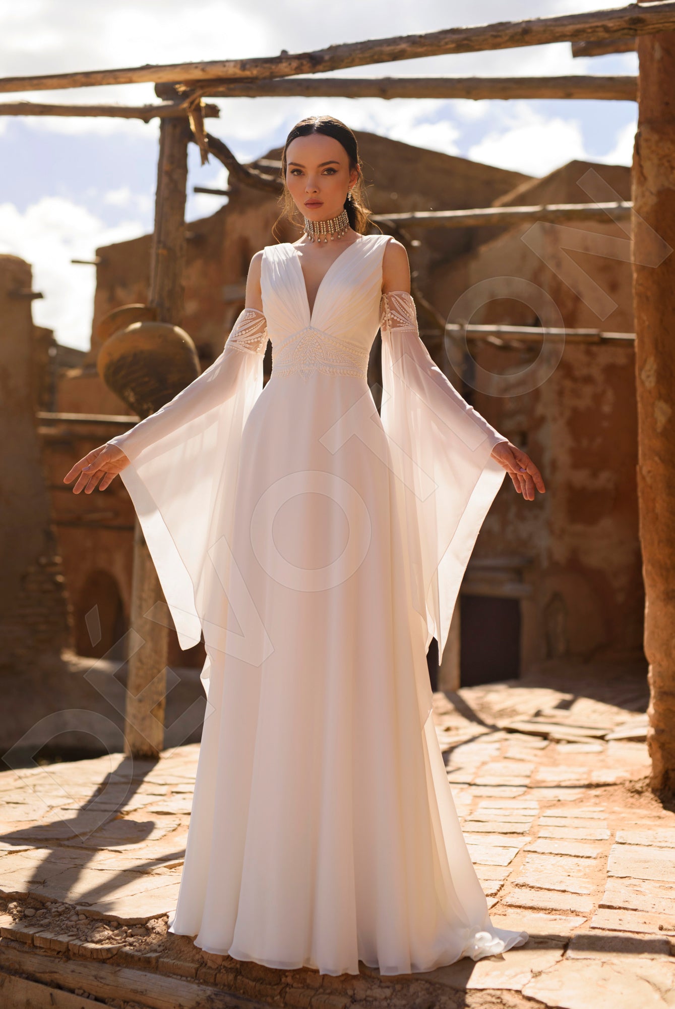 Odelice A-line V-neck Off White Wedding dresses