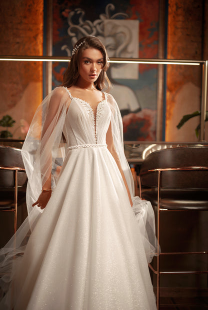 Pearl A-line Sweetheart Ivory Wedding dress