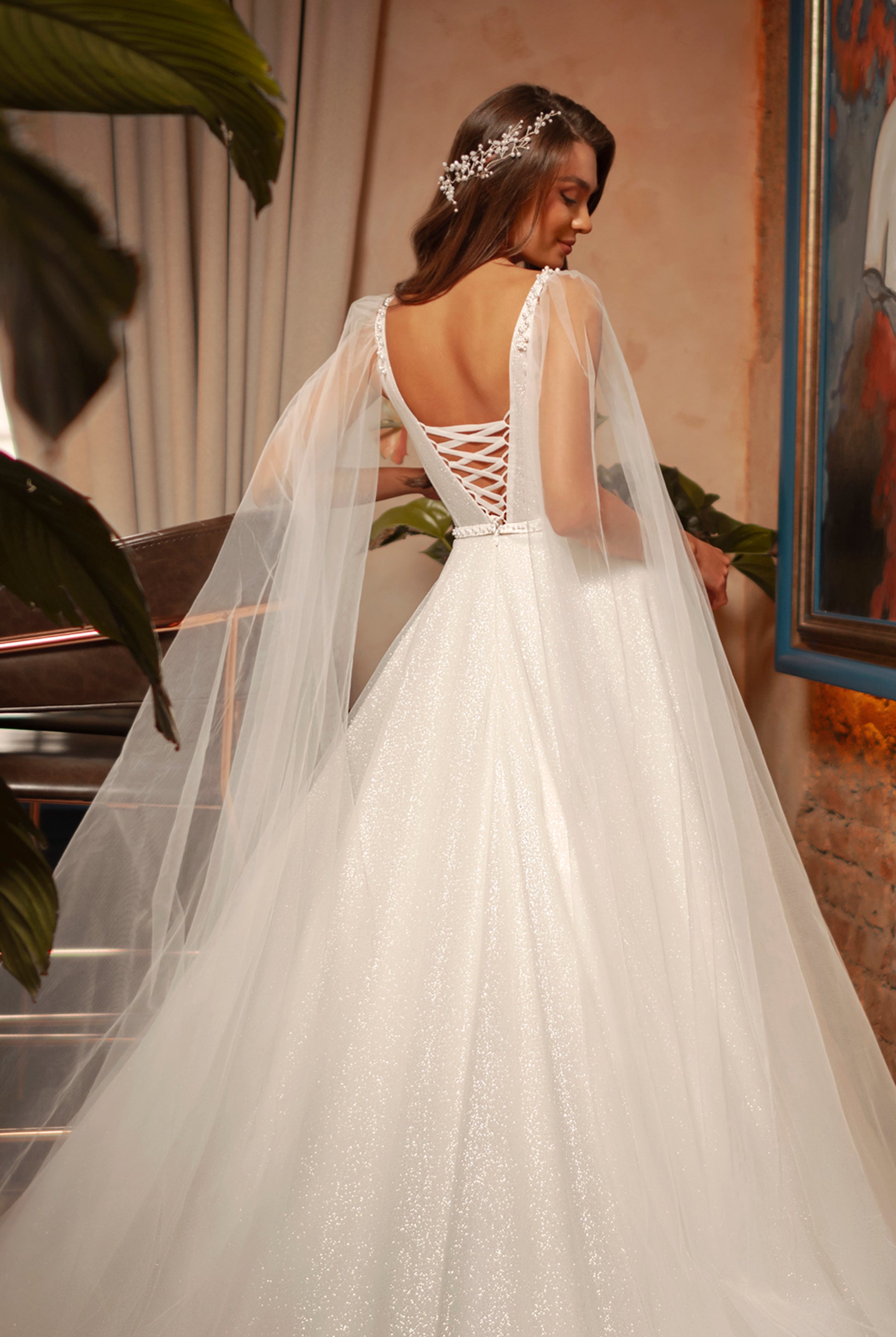 Pearl A-line Sweetheart Ivory Wedding dress