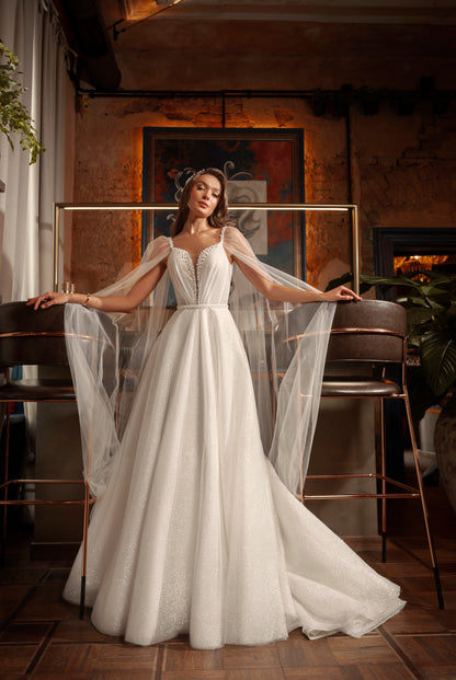 Pearl A-line Sweetheart Ivory Wedding dress