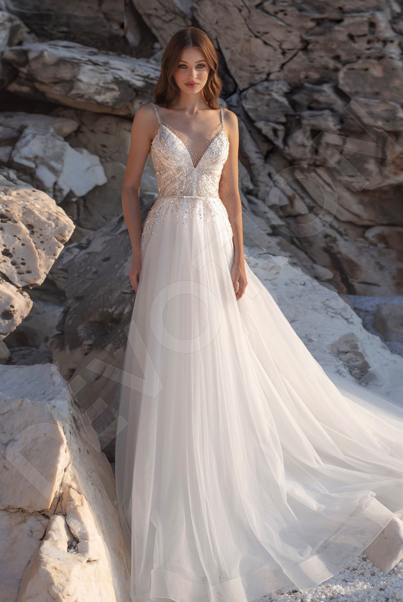 Penellopia A-line V-neck Ivory Wedding dress